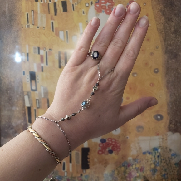 Celtic Heart Slave Bracelet Hand Chain Boho Belly Dancer Jewelry Stainless Steel - Picture 5 of 15